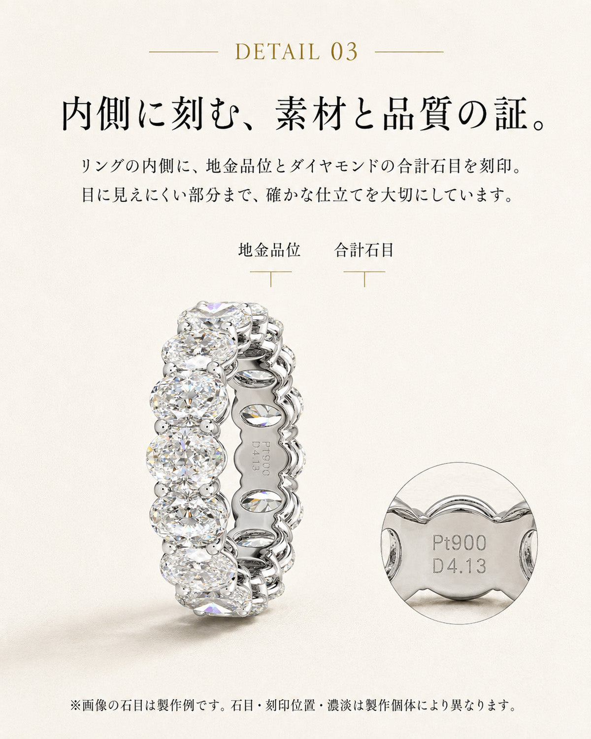 約3.5〜4.5ct オーバル ラボグロウンダイヤモンド フルエタニティリング