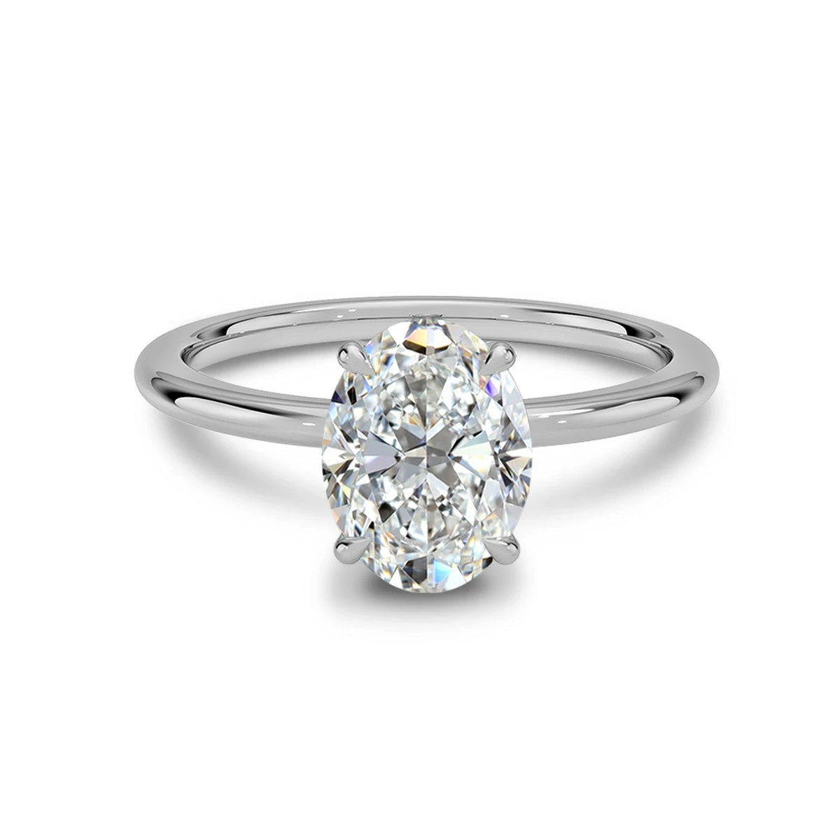 Pt900／K18 Fleurlue 1.5ct ラボグロウンダイヤモンド オーバルカット 4本爪リング 白背景の商品画像