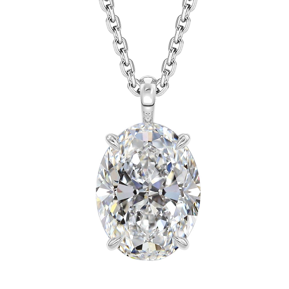 プラチナ900／850 3ct オーバルネックレス 白背景