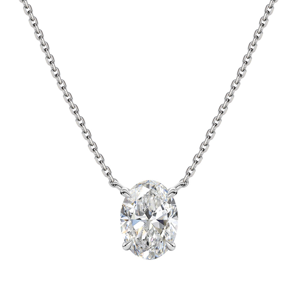 Pt900/K18 1ct Oval Lab-Grown Diamond Double-Bail Necklace