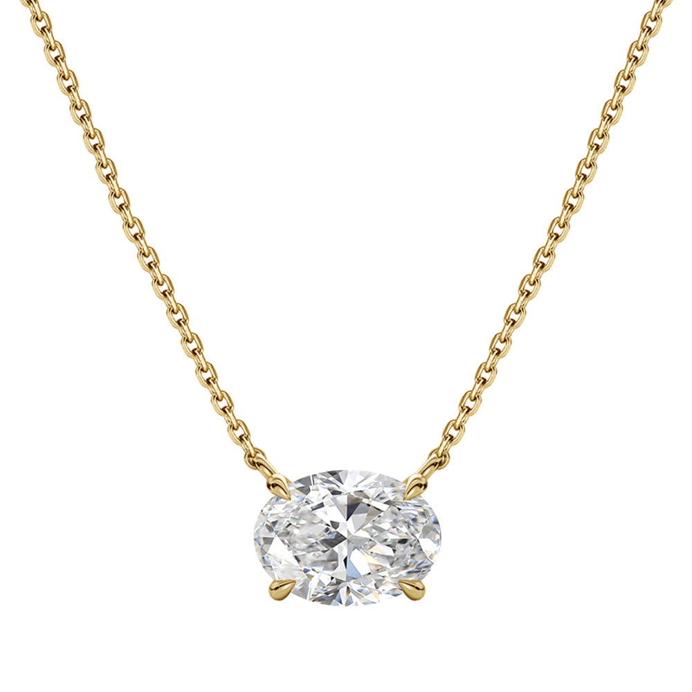 Pt900/K18 1ct Oval Lab-Grown Diamond Double-Bail Necklace