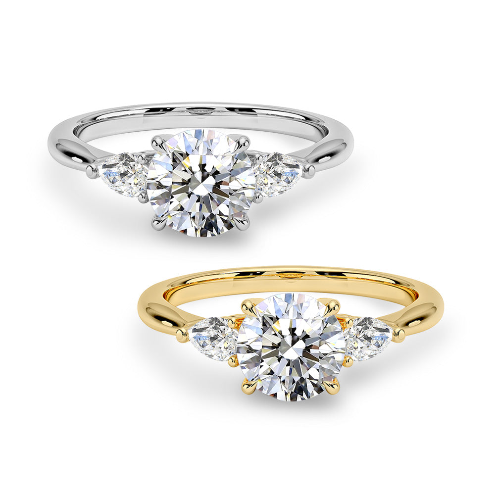 ラボグロウンダイヤモンド スリーストーンリング｜ラウンド＆ペアシェイプ 計1.5ct