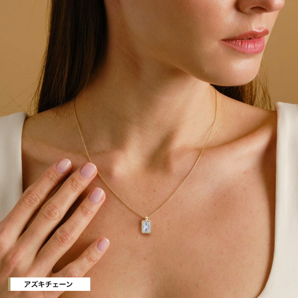 主石1ct エメラルドカット ラボグロウンダイヤモンド ヘイロー