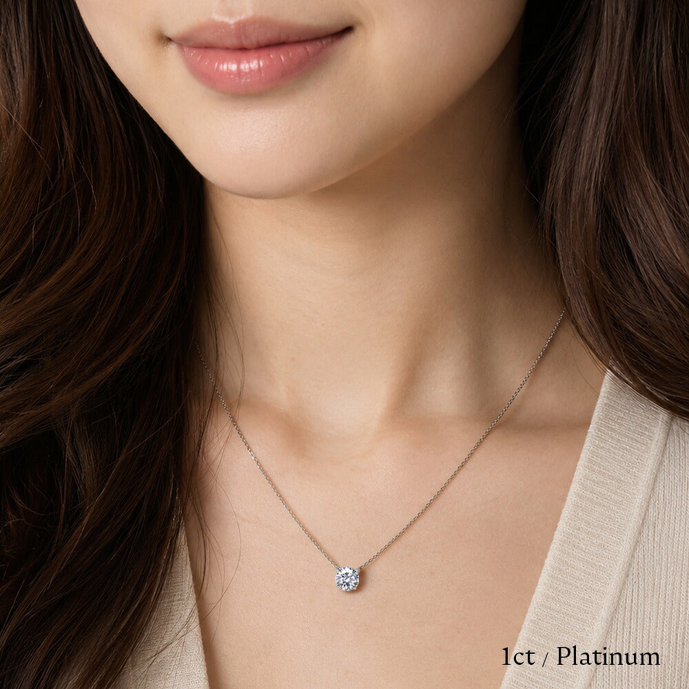 1ct・プラチナの両吊りネックレス着用イメージ