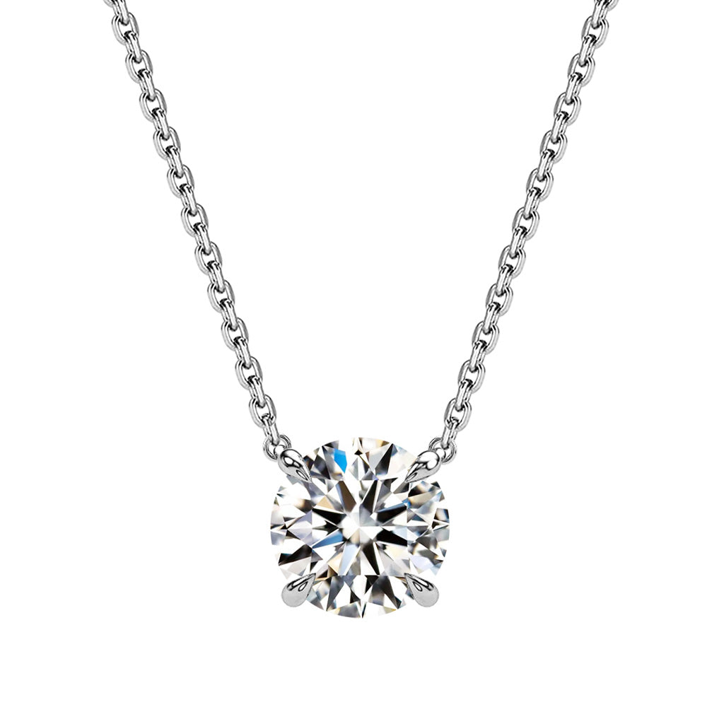 1.5ct・Pt900プラチナの両吊り4本爪ラボグロウンダイヤモンドネックレス。白背景の正面画像
