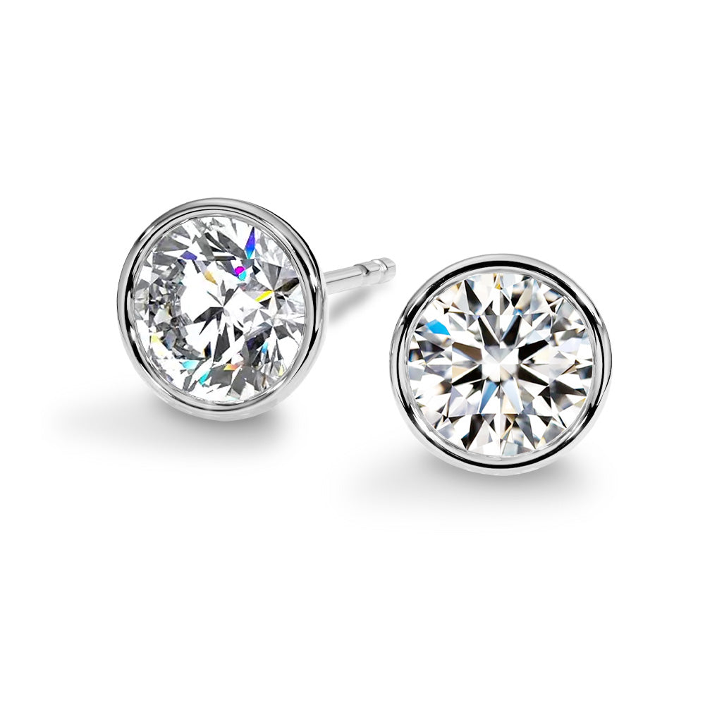 Pt900／K18 計約1.4ct ラボグロウンダイヤモンド ベゼルピアス