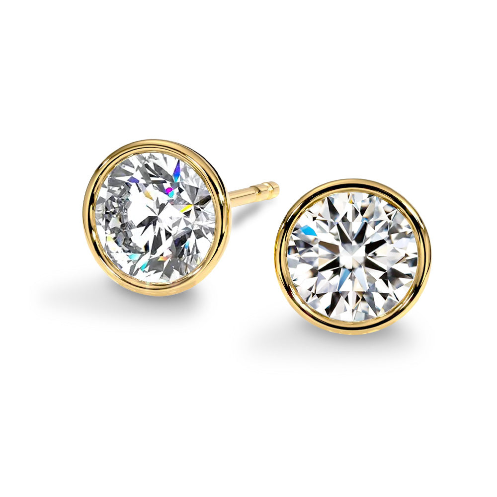 Pt900／K18 計約1.4ct ラボグロウンダイヤモンド ベゼルピアス