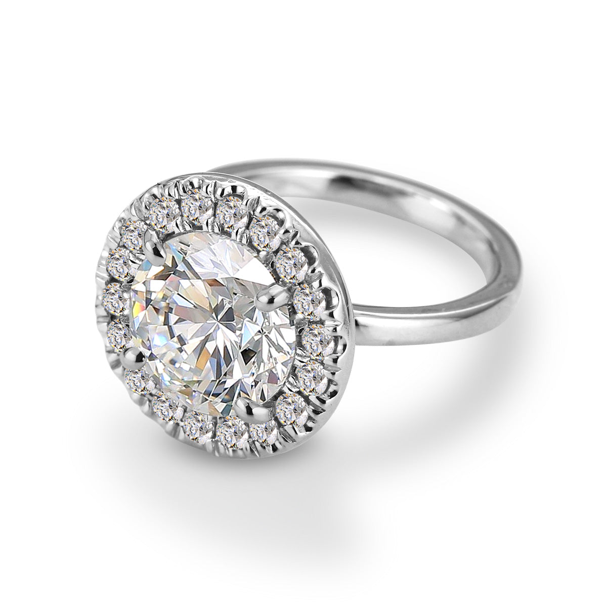 Pt900／K18 計約3.24ct ラボグロウンダイヤモンド ラウンド ヘイローリング 白背景の商品画像