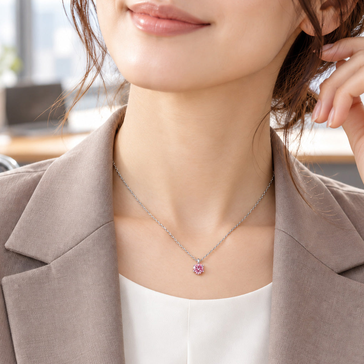 Pt900／K18YG 0.30ct以上 ラボグロウン ピンクダイヤモンド ネックレス｜4デザイン