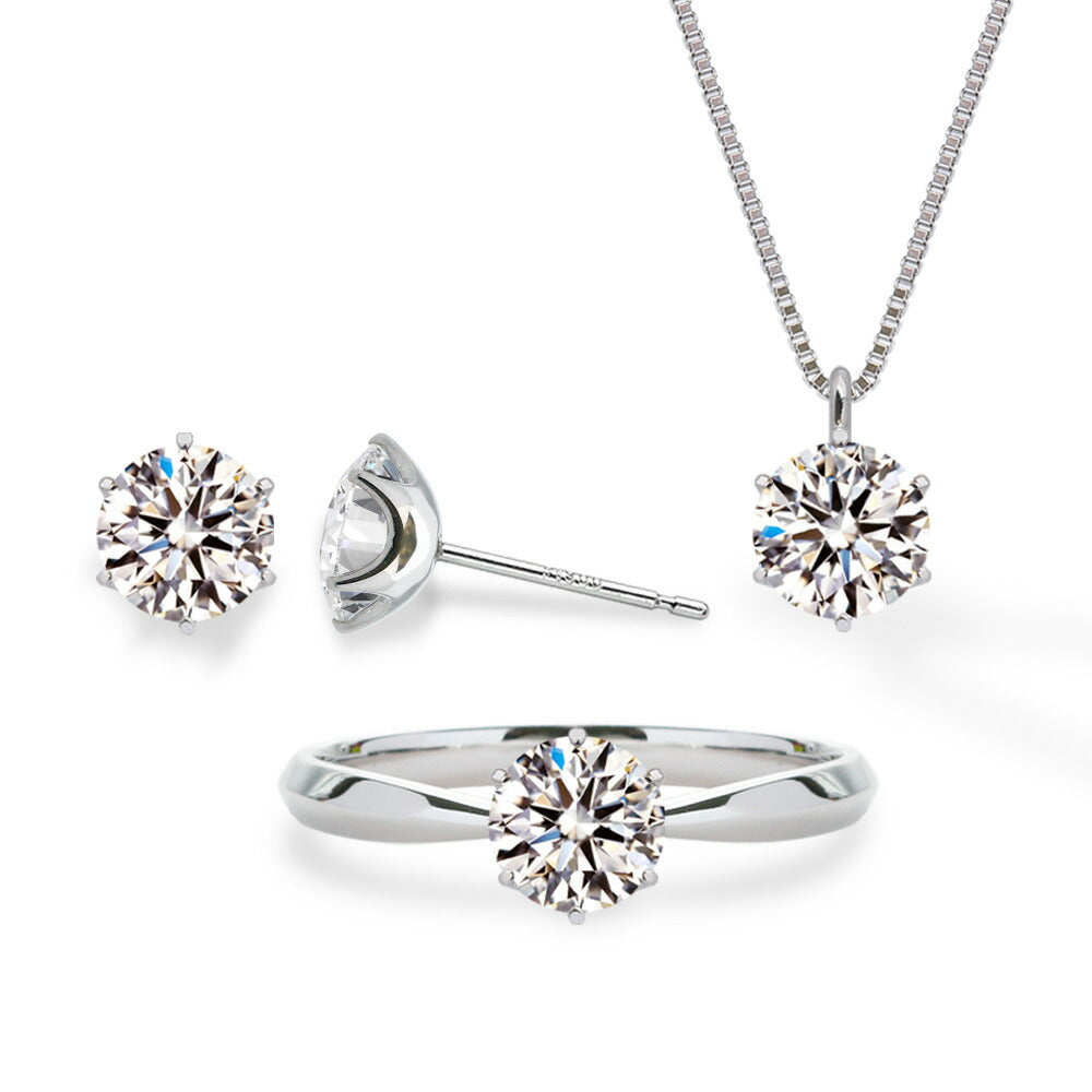 Pt900／K18 計4ct ラボグロウンダイヤモンド ネックレス・ピアス