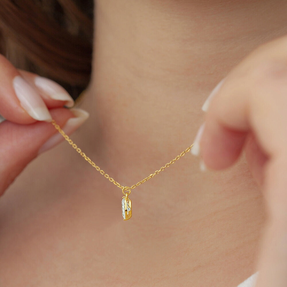 0.5ct・1ct マーキスカット ラボグロウンダイヤモンド 一粒ネックレス