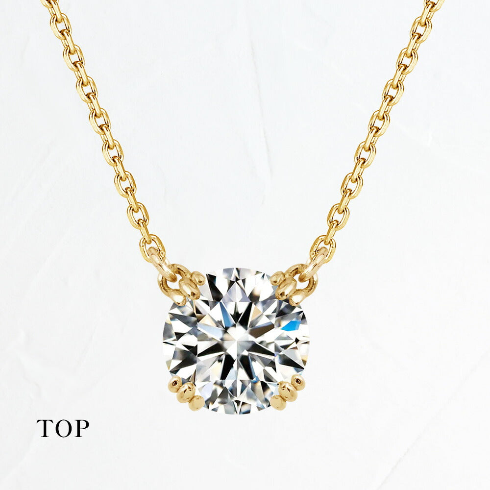 Pt900／K18 モアサナイト トリプル爪 両吊りネックレス｜0.5ct・1ct 商品詳細・サイズ