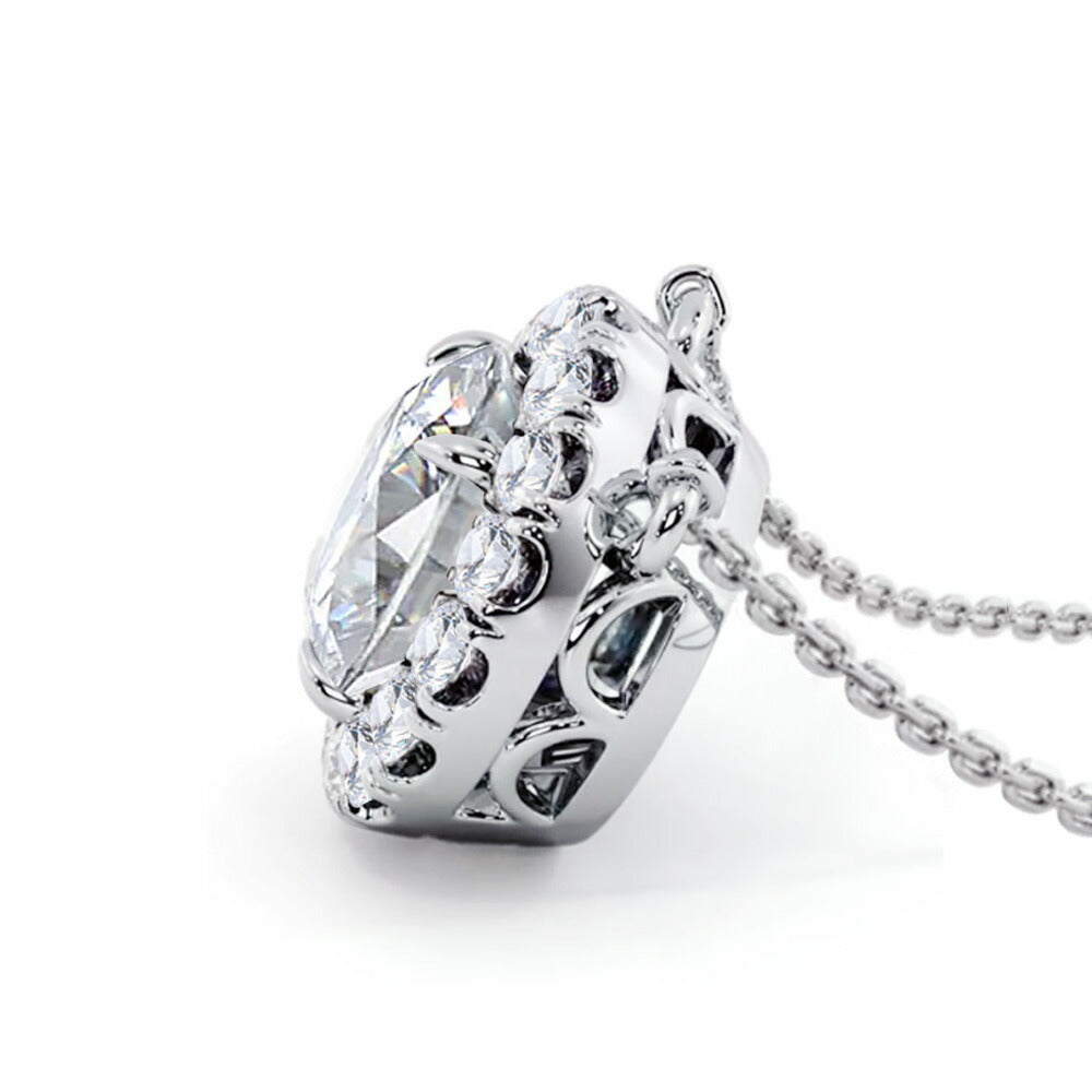 Pt900／K18 モアサナイト ヘイローネックレス｜計0.63ct・1.15ct 商品詳細・サイズ