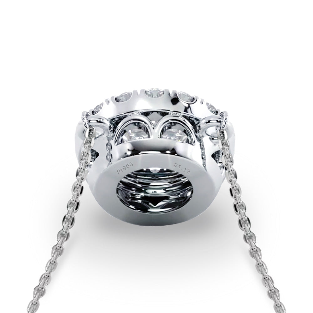 Pt900／K18 モアサナイト ヘイローネックレス｜計0.63ct・1.15ct 商品詳細・サイズ