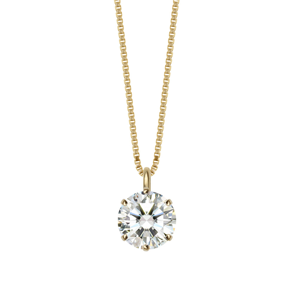 K18 モアサナイト 6本爪 一粒ネックレス｜0.3ct・0.5ct・1ct 白背景の商品画像