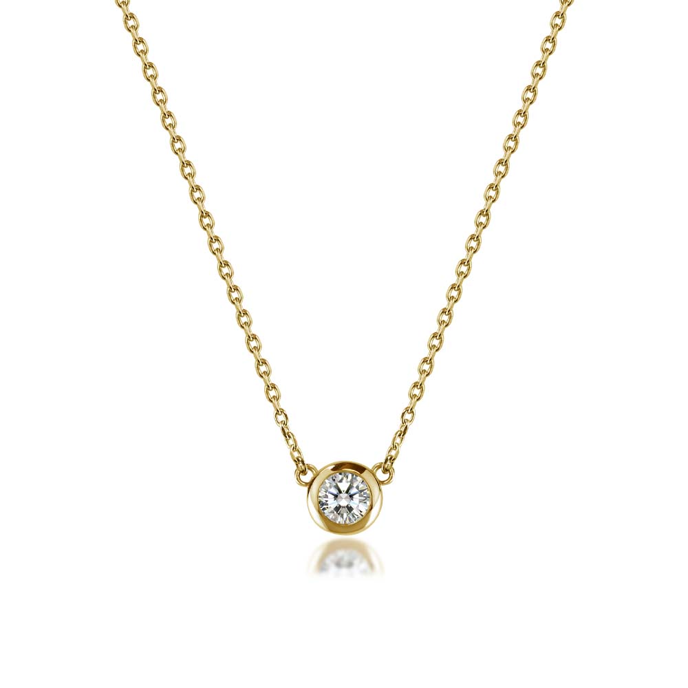 K18 モアサナイト ベゼルネックレス｜0.3ct・0.5ct・1ct 白背景の商品画像