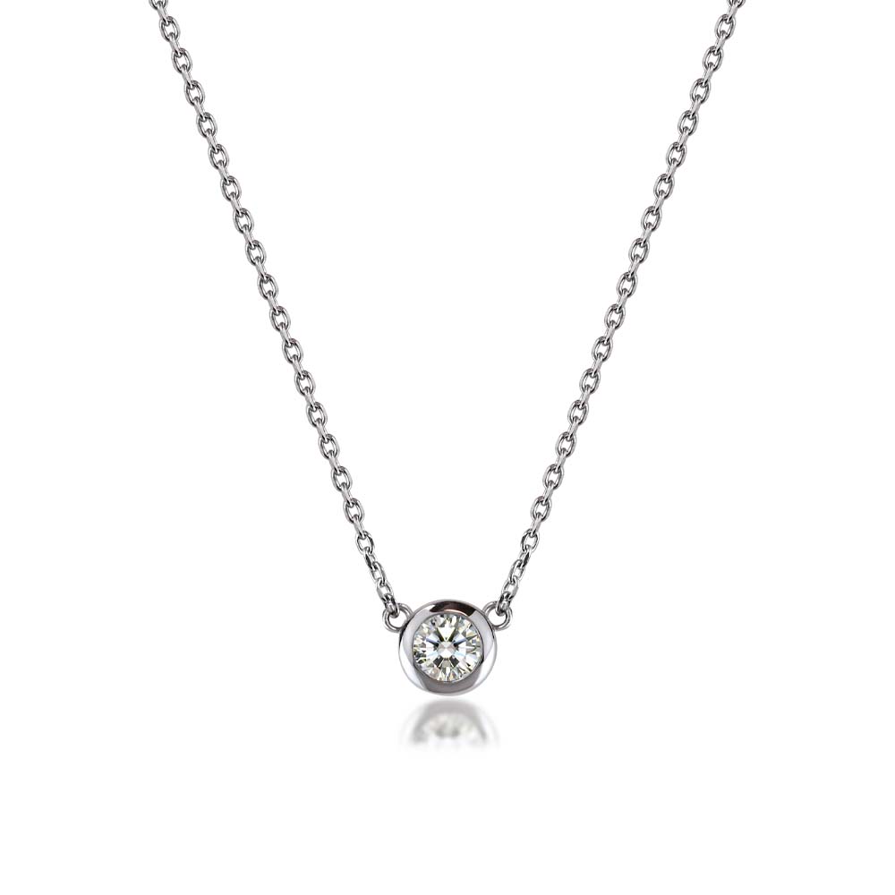 Pt900 モアサナイト ベゼルネックレス｜0.3ct・0.5ct・1ct 白背景の商品画像