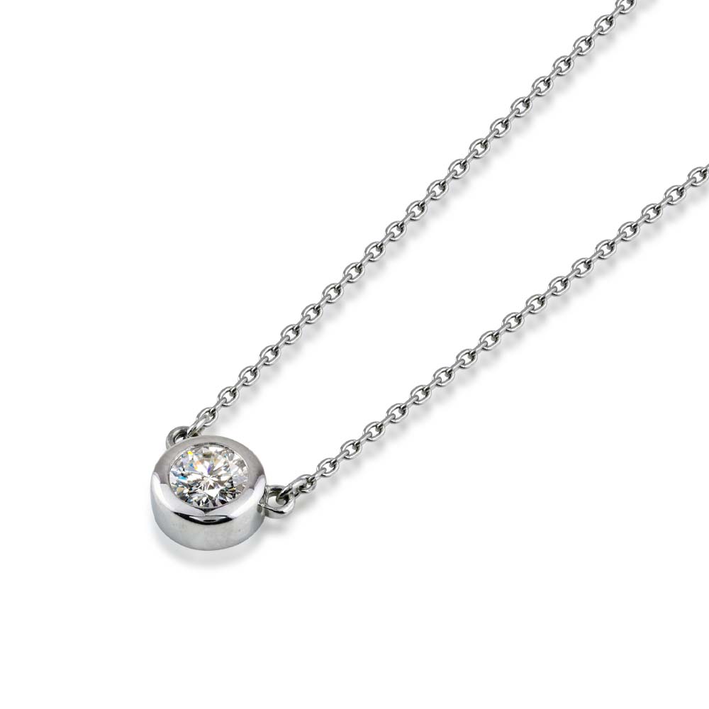 Pt900 モアサナイト ベゼルネックレス｜0.3ct・0.5ct・1ct 白背景の商品画像