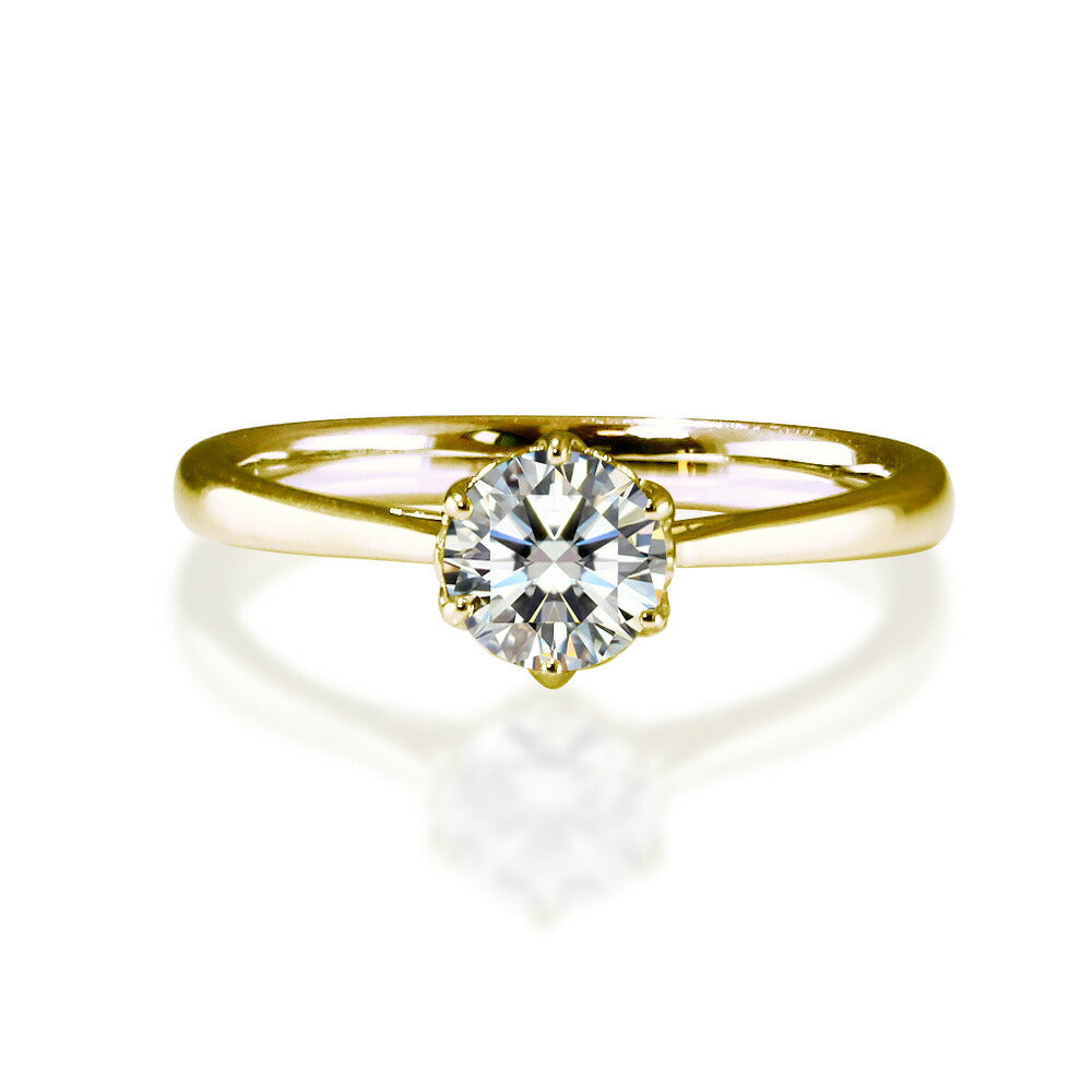 Pt900／K18 0.5ct モアサナイト ソリティアリング 白背景の商品画像