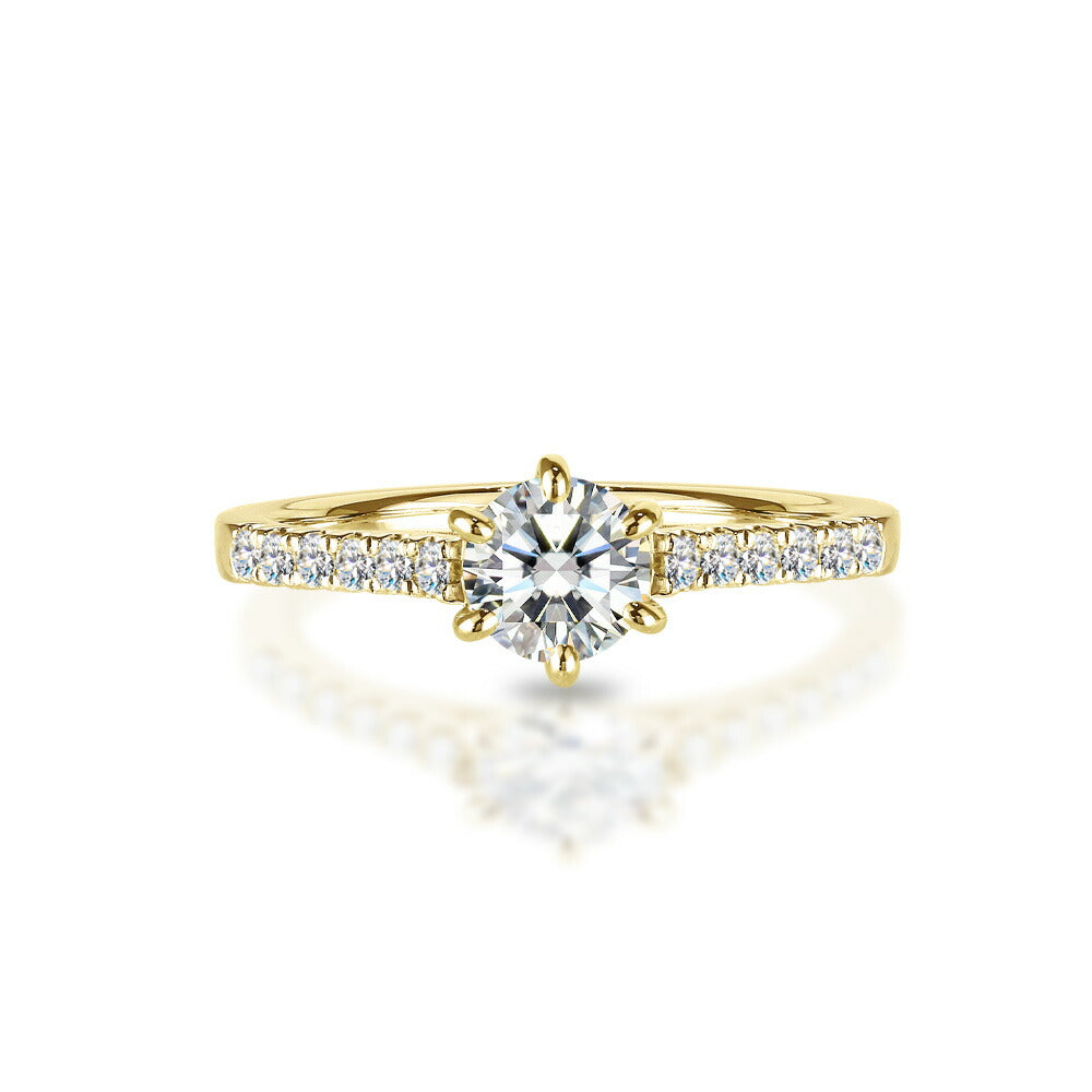 Pt900／K18 0.5ct モアサナイト サイドストーンリング 白背景の商品画像