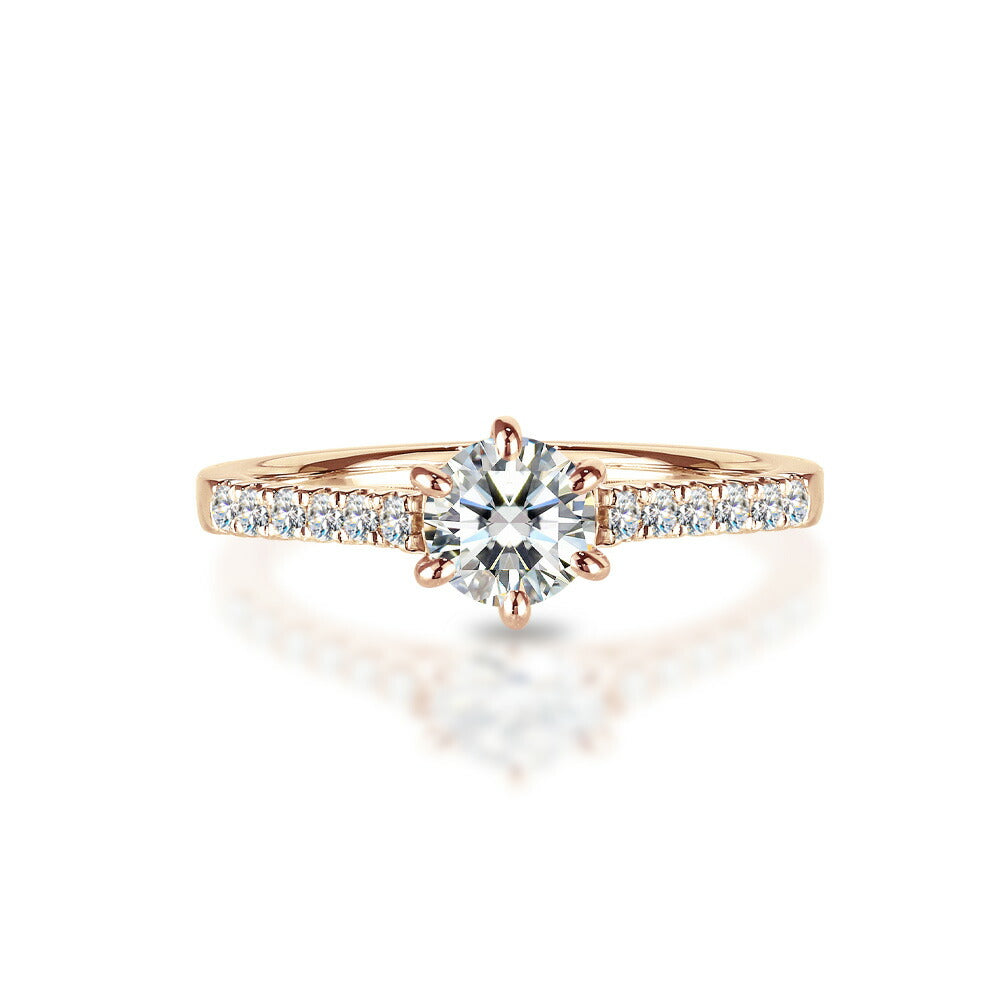 Pt900／K18 0.5ct モアサナイト サイドストーンリング 白背景の商品画像