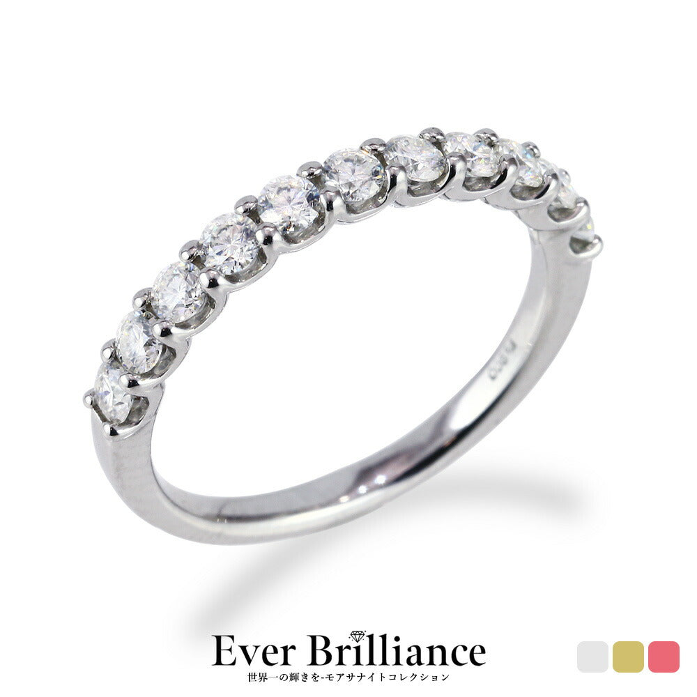 Pt900／K18 0.5ct モアサナイト ハーフエタニティリング 商品画像