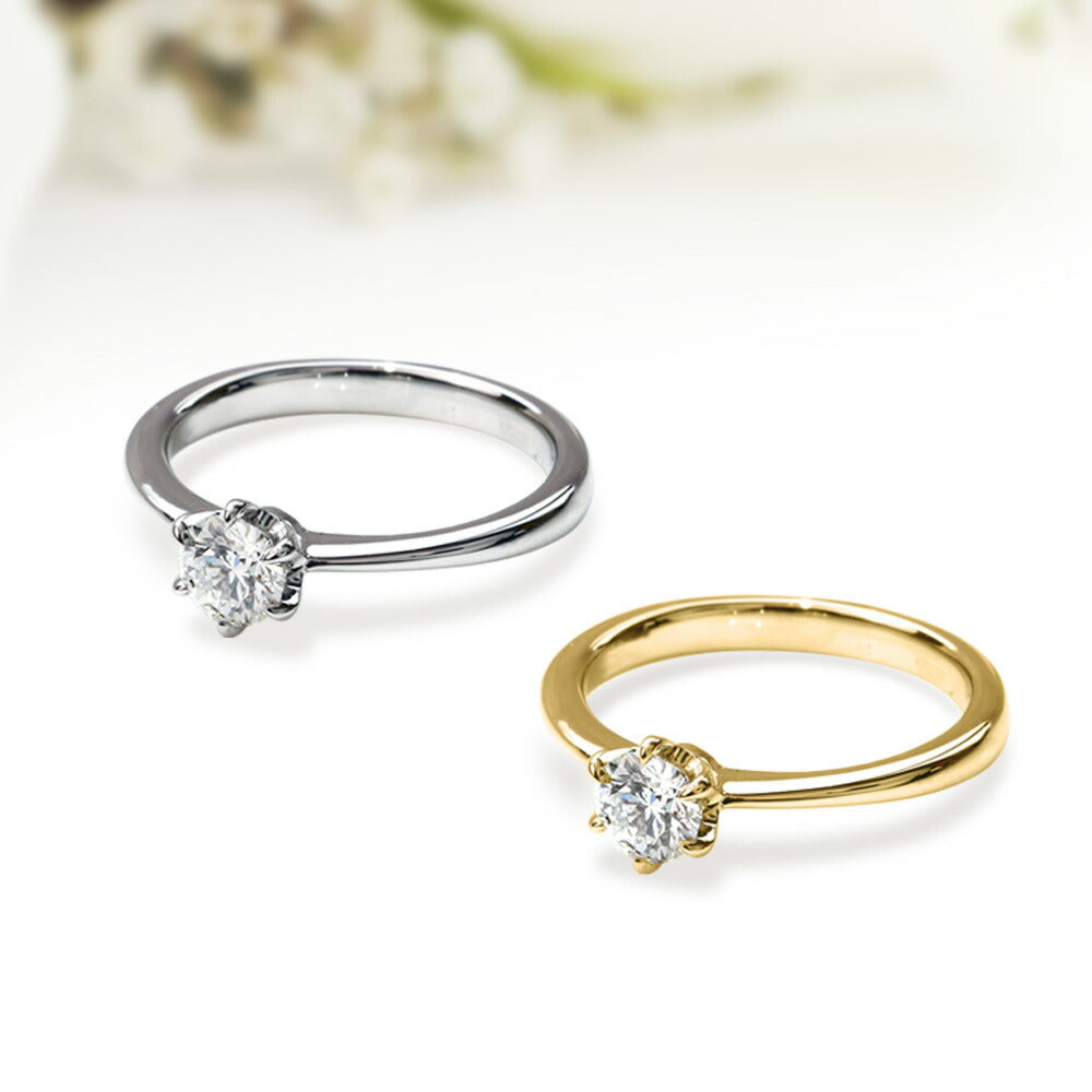 Pt900／K18 0.3ct モアサナイト 6本爪ソリティアリング 商品画像