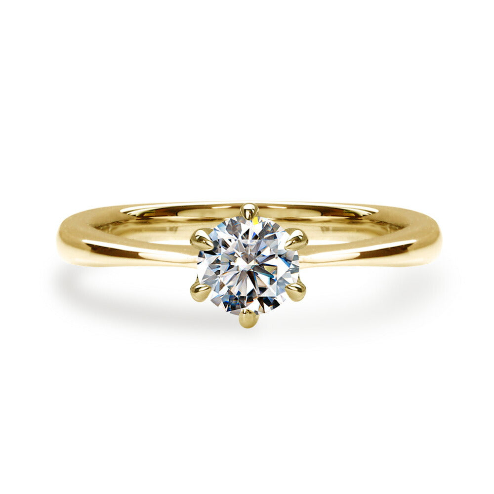 Pt900／K18 0.3ct モアサナイト 6本爪ソリティアリング 白背景の商品画像