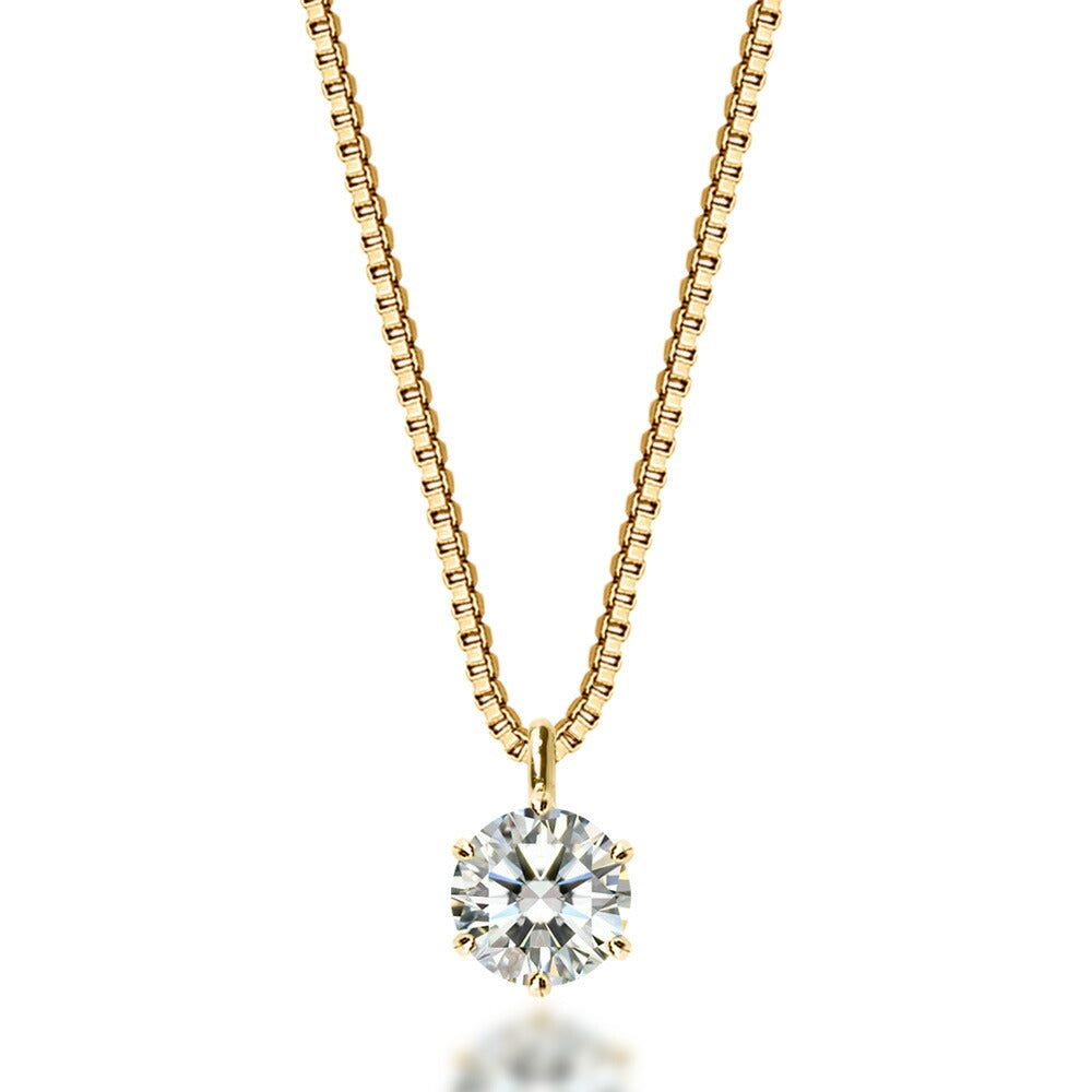モアサナイト 0.5ct・1ct 6本爪 一粒ネックレス｜SV925・プラチナ/K18仕上 白背景の商品画像