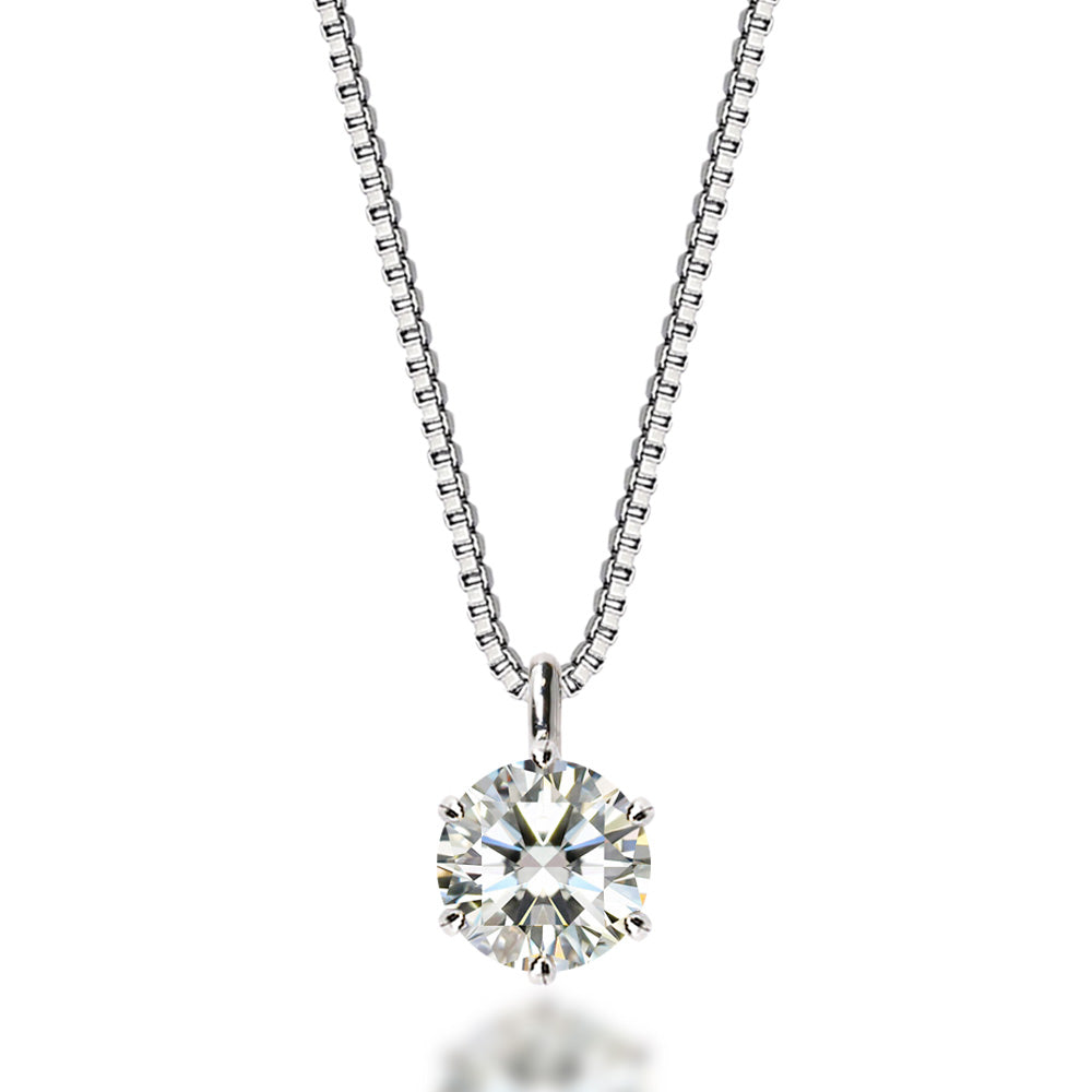 モアサナイト 0.5ct・1ct 6本爪 一粒ネックレス｜SV925・プラチナ/K18仕上 白背景の商品画像