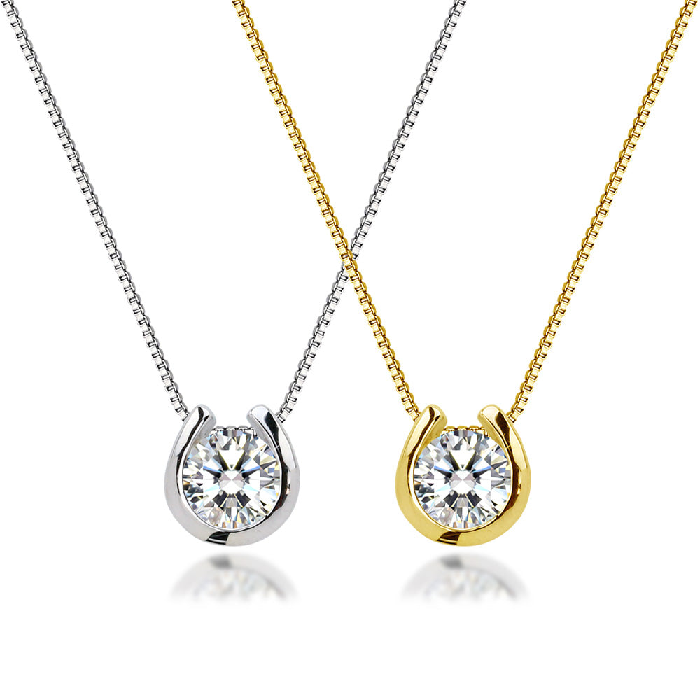 SV925 馬蹄 CZネックレス｜ダイヤ換算0.5ct・1ct相当サイズ