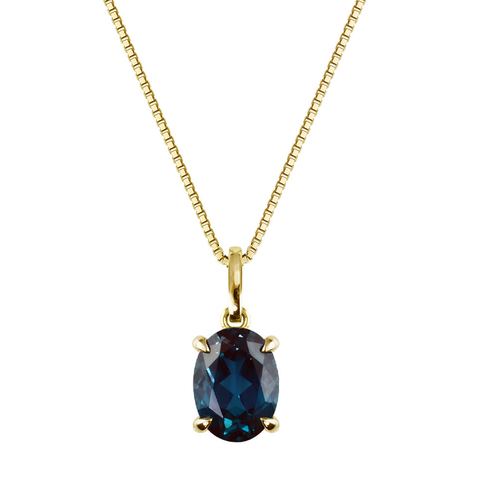 1.5ct オーバル ラボグロウンアレキサンドライト 一粒ネックレス Pt900／K18YG