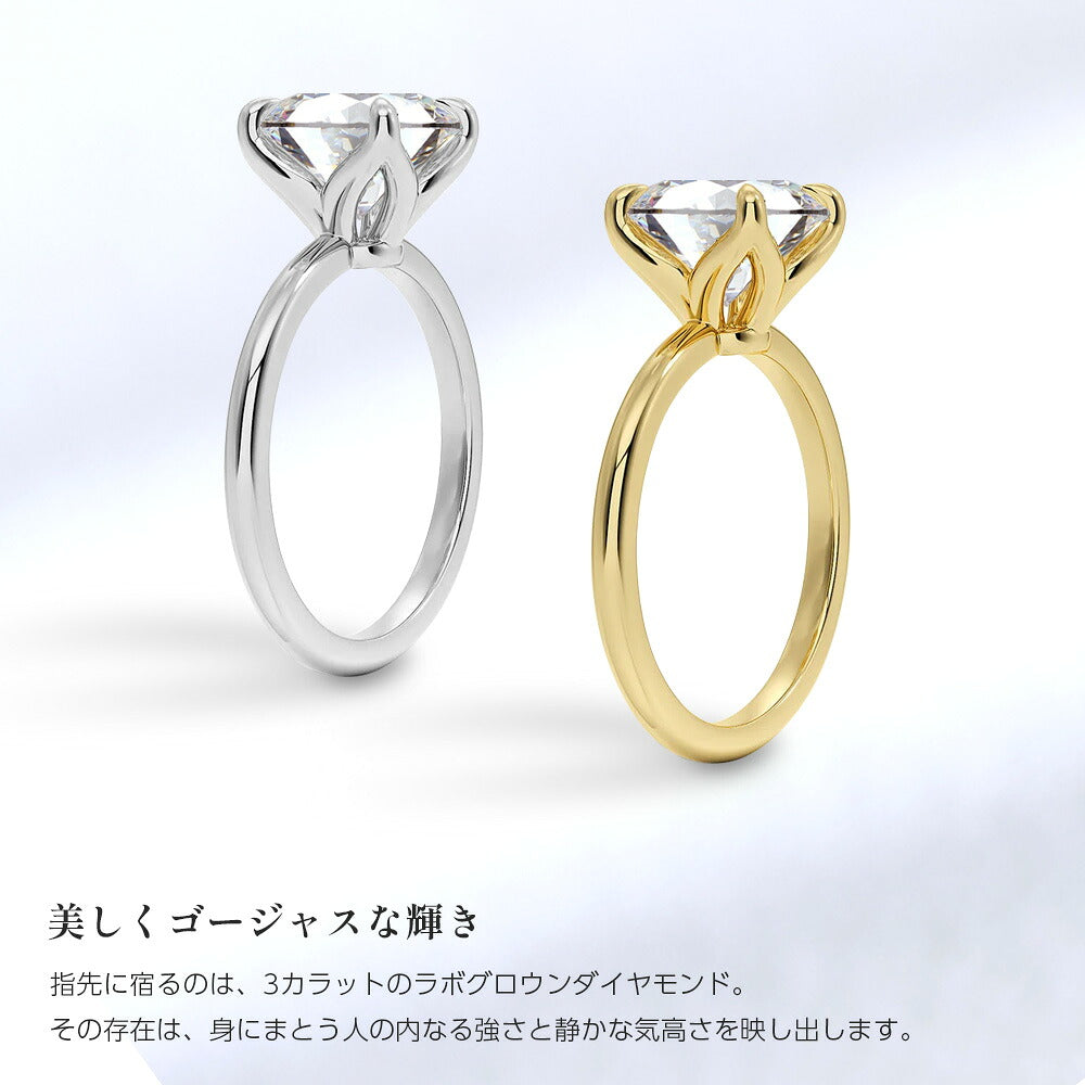 Fleurlue 3ct ラボグロウンダイヤモンド 4本爪リング：4本爪と台座の側面
