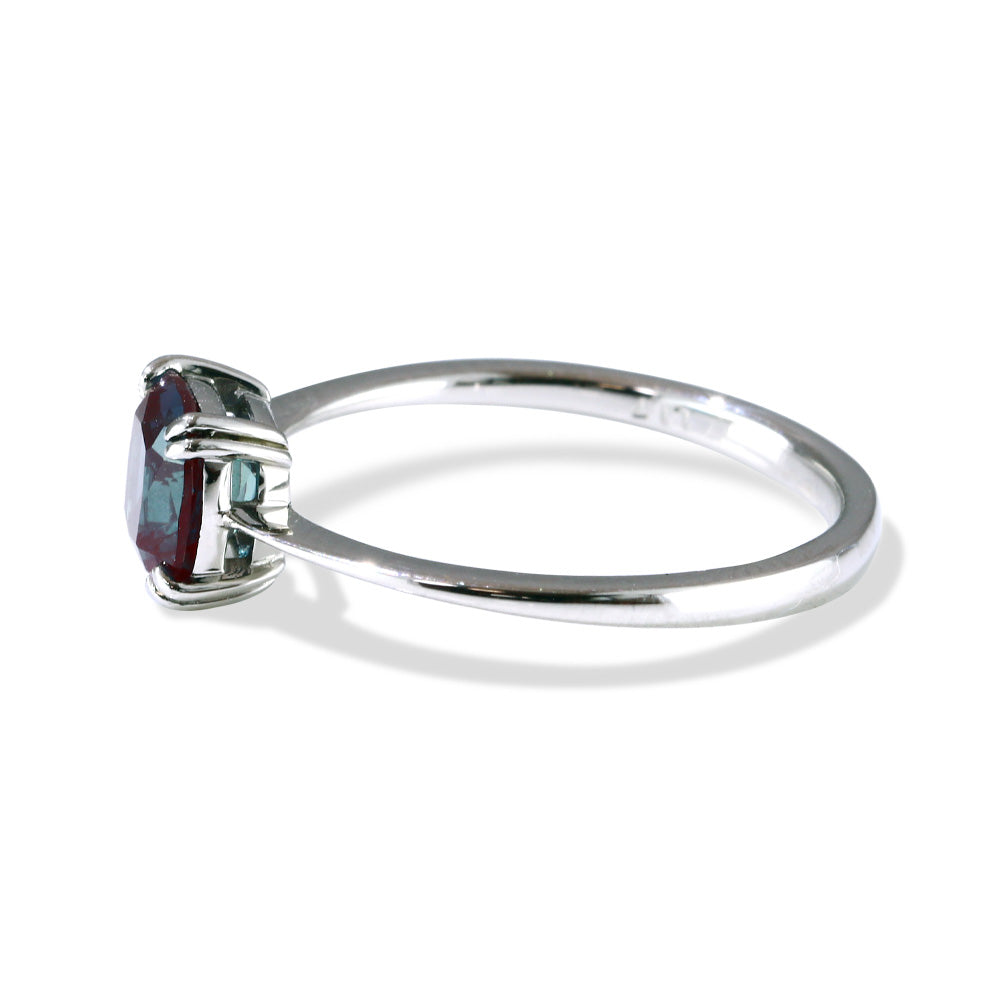 約1.2ct ラボグロウン・アレキサンドライト クッションカット リング Pt900／K18YG