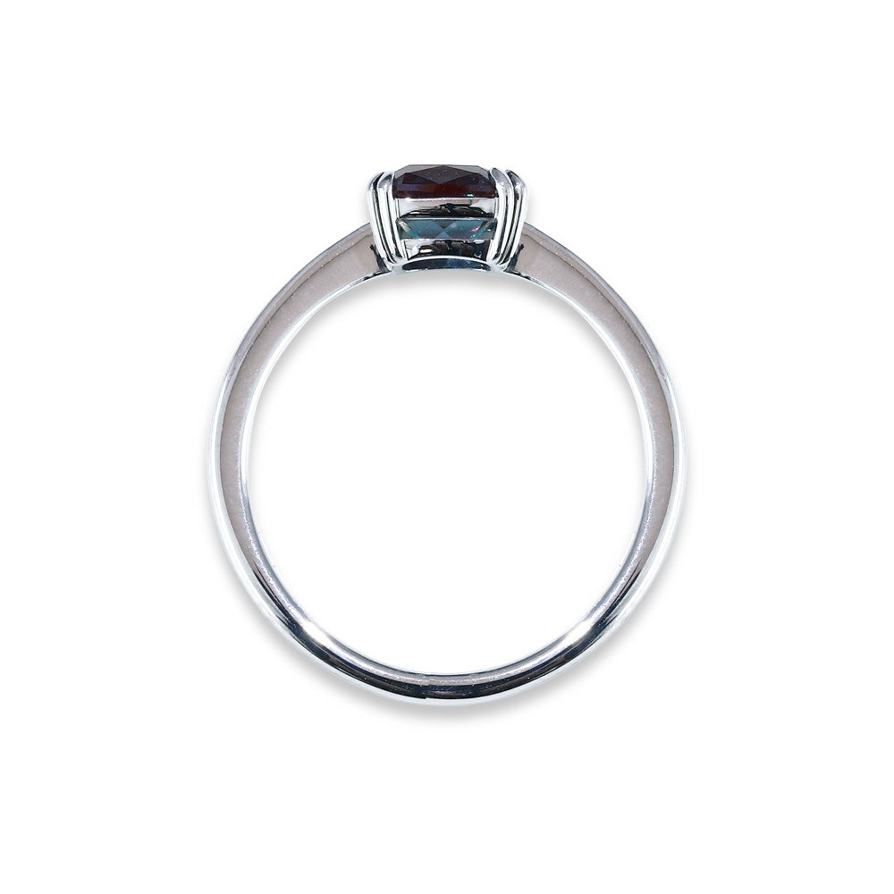 約1.2ct ラボグロウン・アレキサンドライト クッションカット リング Pt900／K18YG