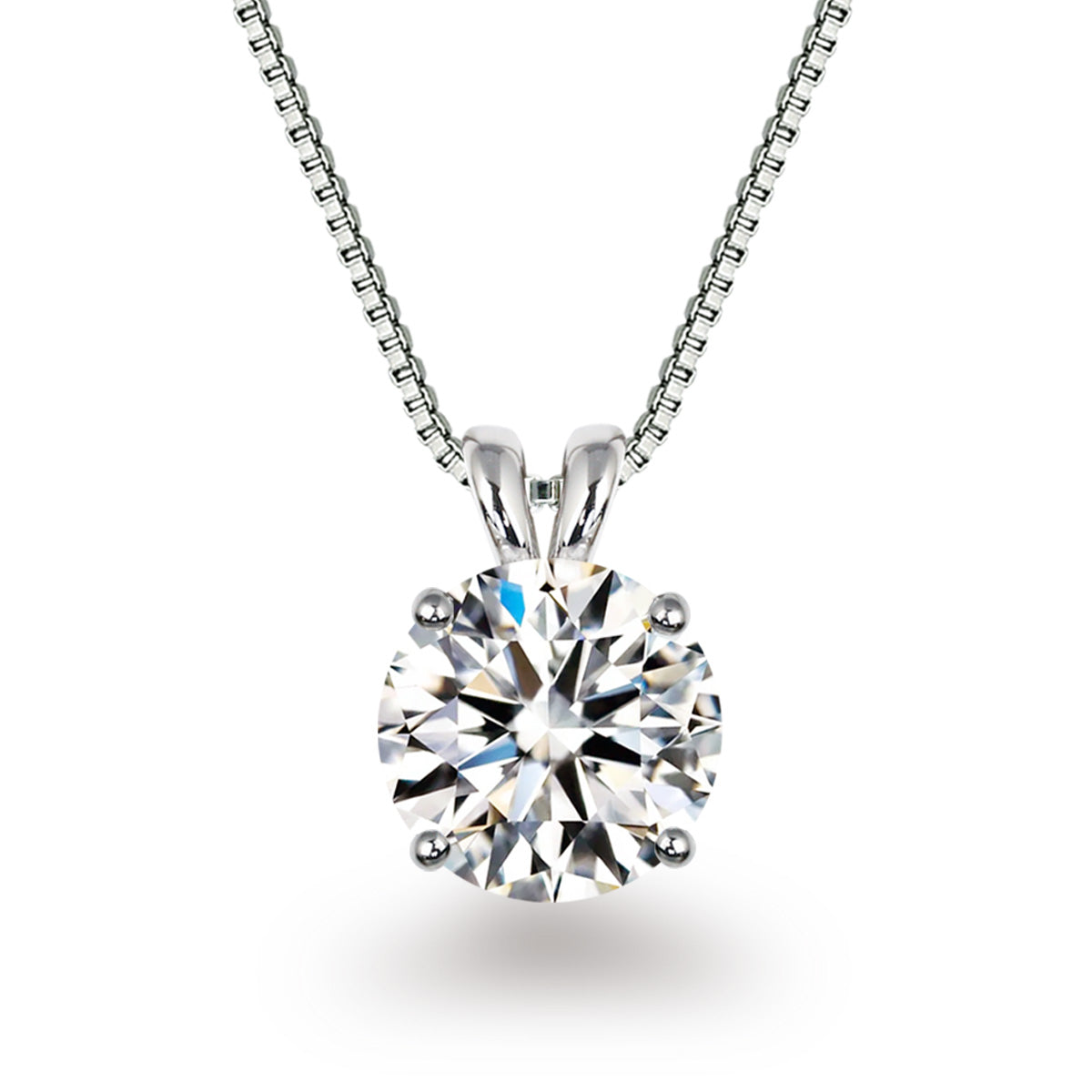 2ct ラウンド ラボグロウンダイヤモンド 4本爪 一粒ネックレス Pt900／K18YG