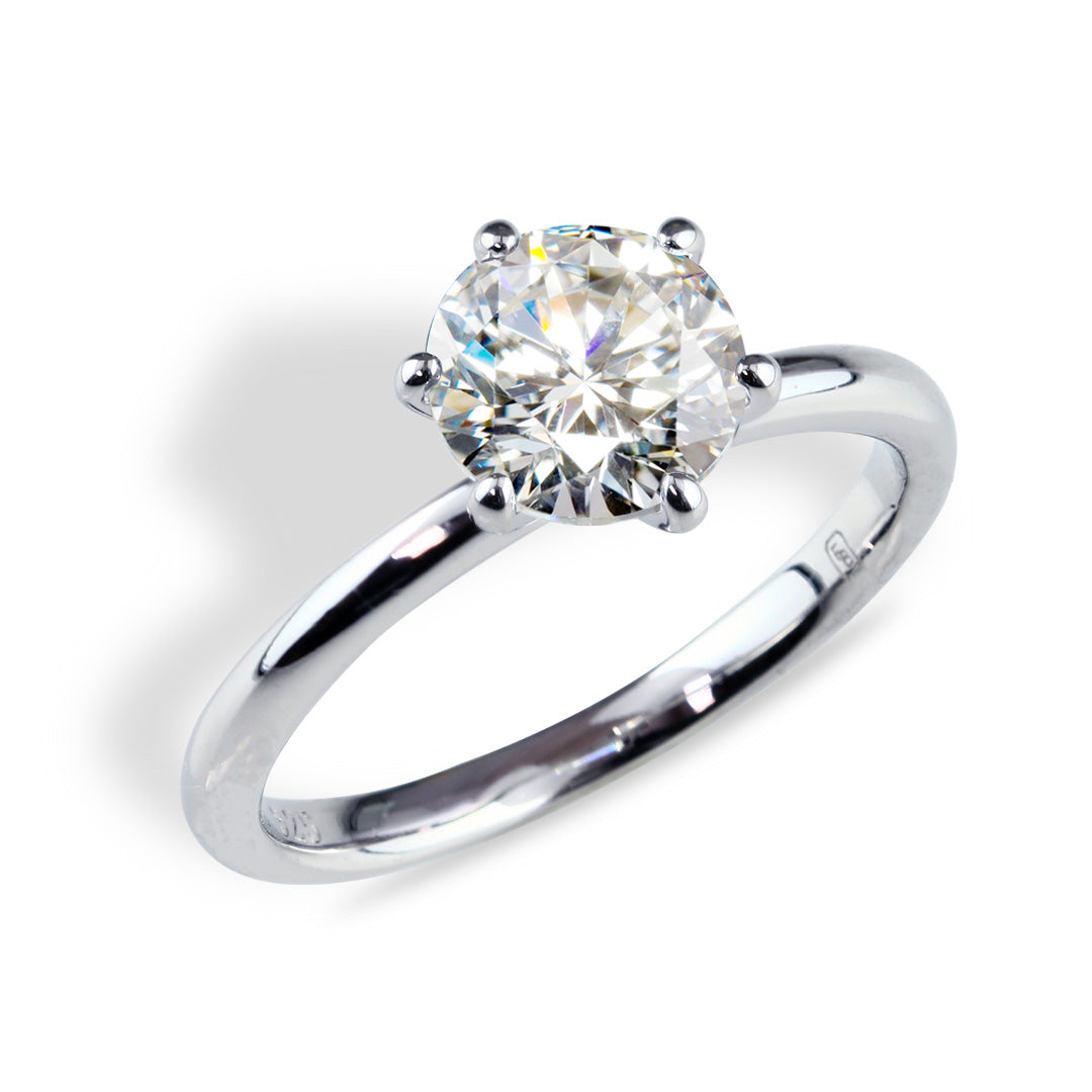 Pt900／K18 1.25ct ラボグロウンダイヤモンド 6本爪 ソリティアリング