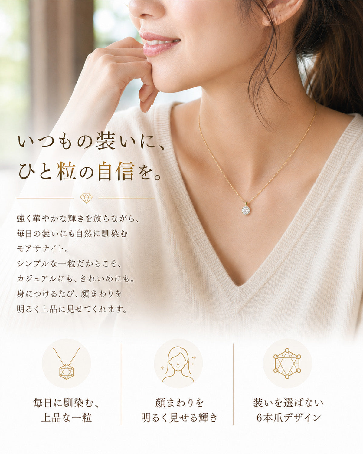 SV925 6本爪 CZ一粒ネックレス｜0.5ct・1ct相当