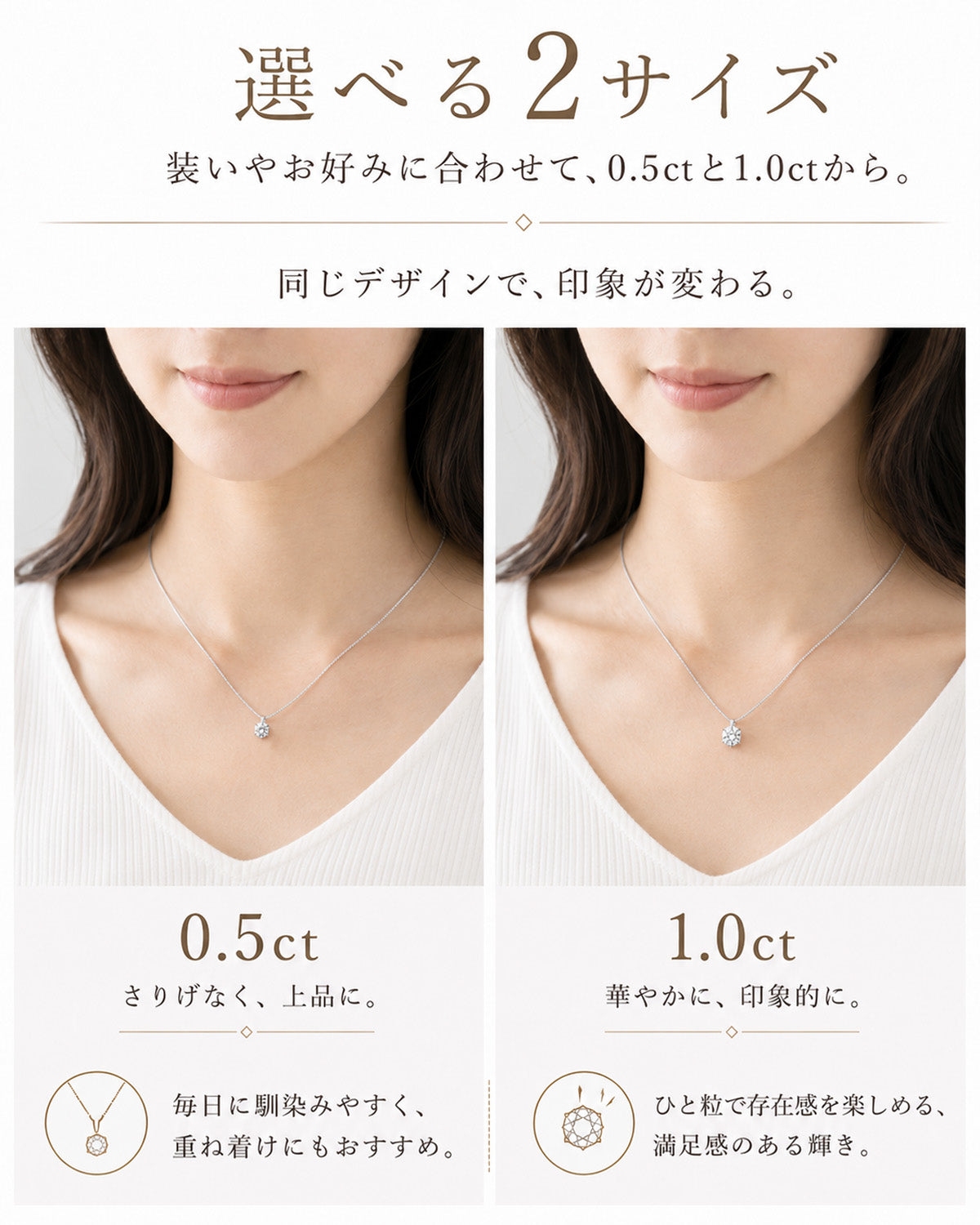 SV925 6本爪 CZ一粒ネックレス｜0.5ct・1ct相当