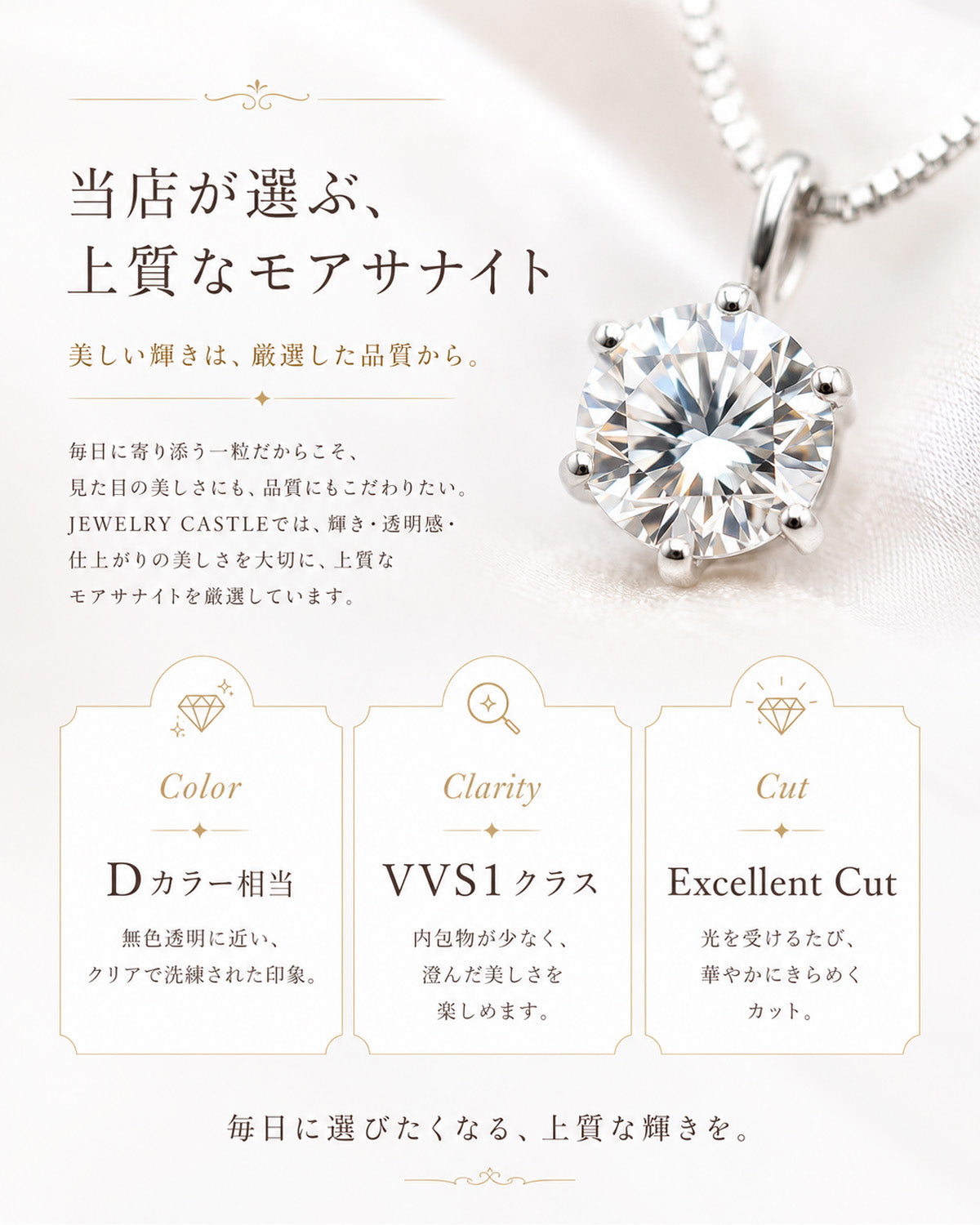 SV925 6本爪 CZ一粒ネックレス｜0.5ct・1ct相当