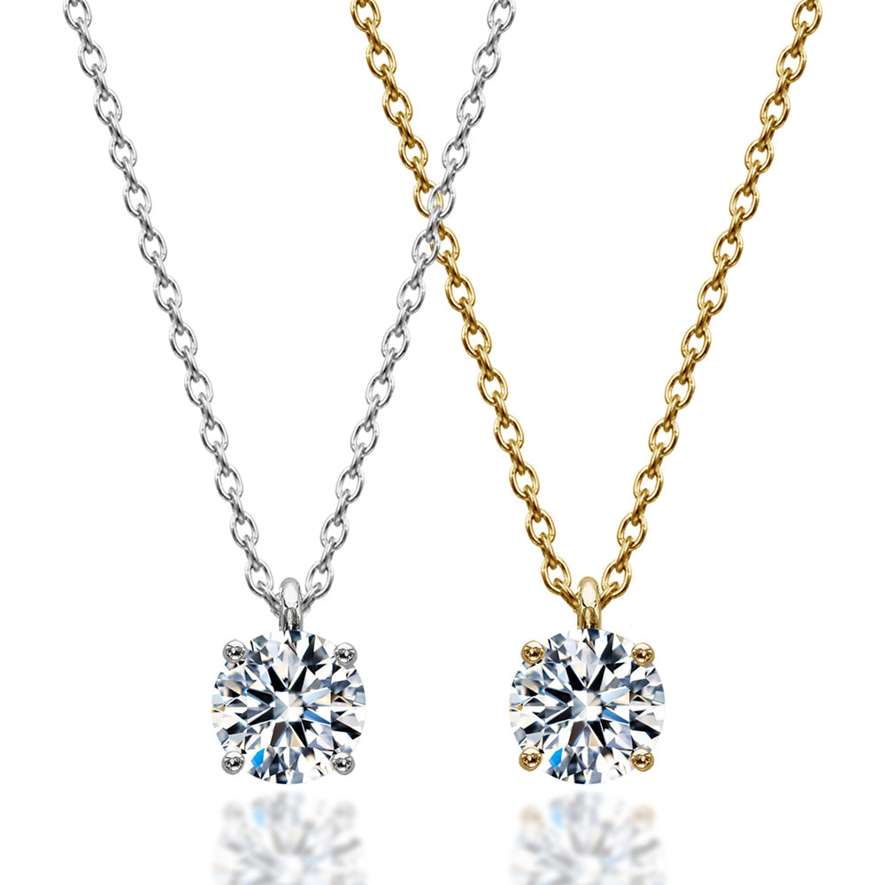 SV925 4本爪 CZ一粒ネックレス｜0.5ct・1ct相当