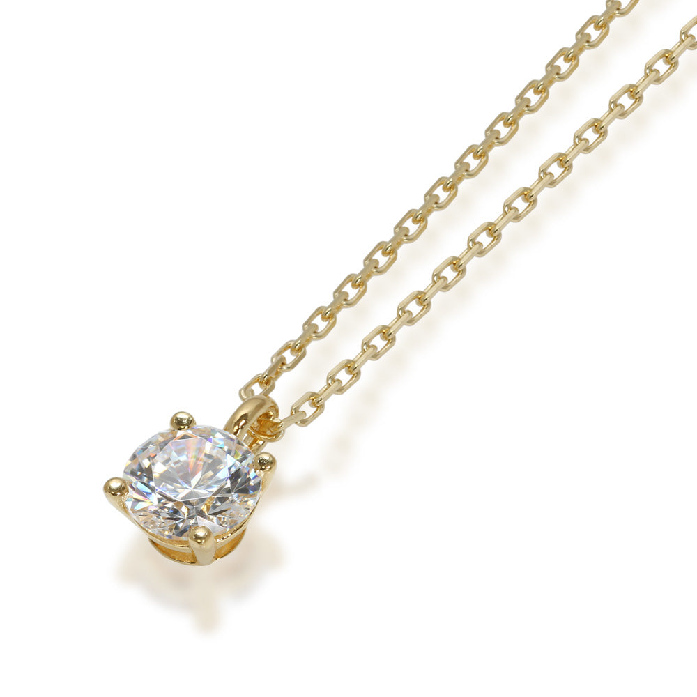 SV925 4本爪 CZ一粒ネックレス｜0.5ct・1ct相当