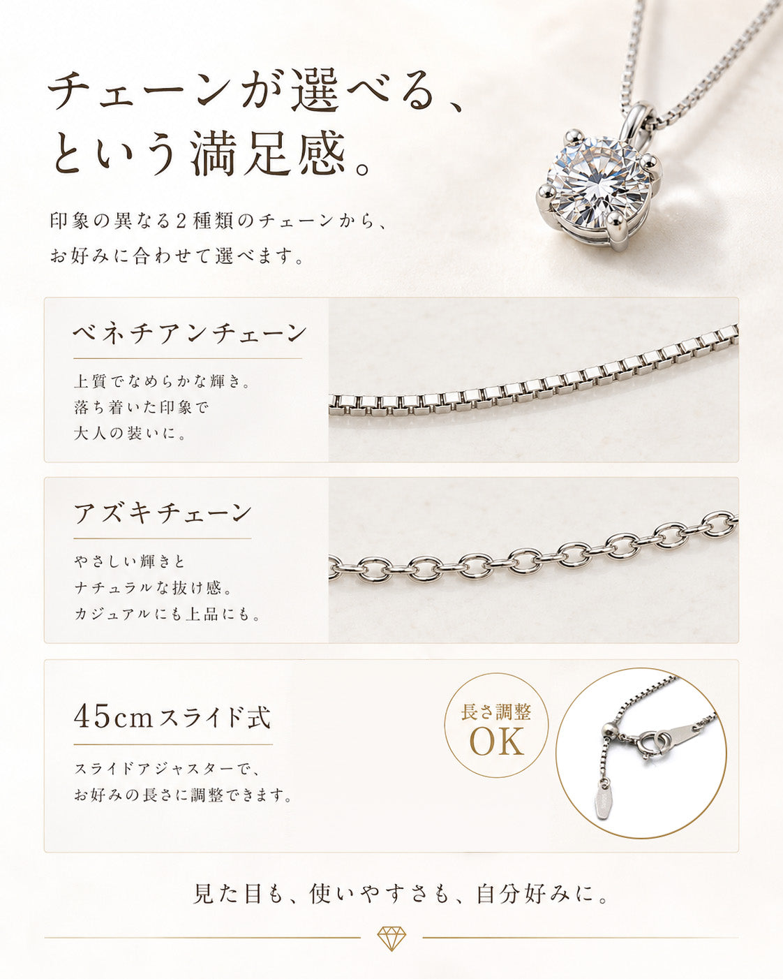 SV925 4本爪 CZ一粒ネックレス｜0.5ct・1ct相当