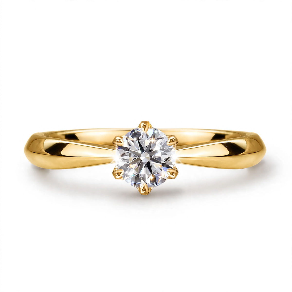 0.3ct Moissanite Six-Prong Solitaire Ring | SV925, Platinum/18K Gold Finish