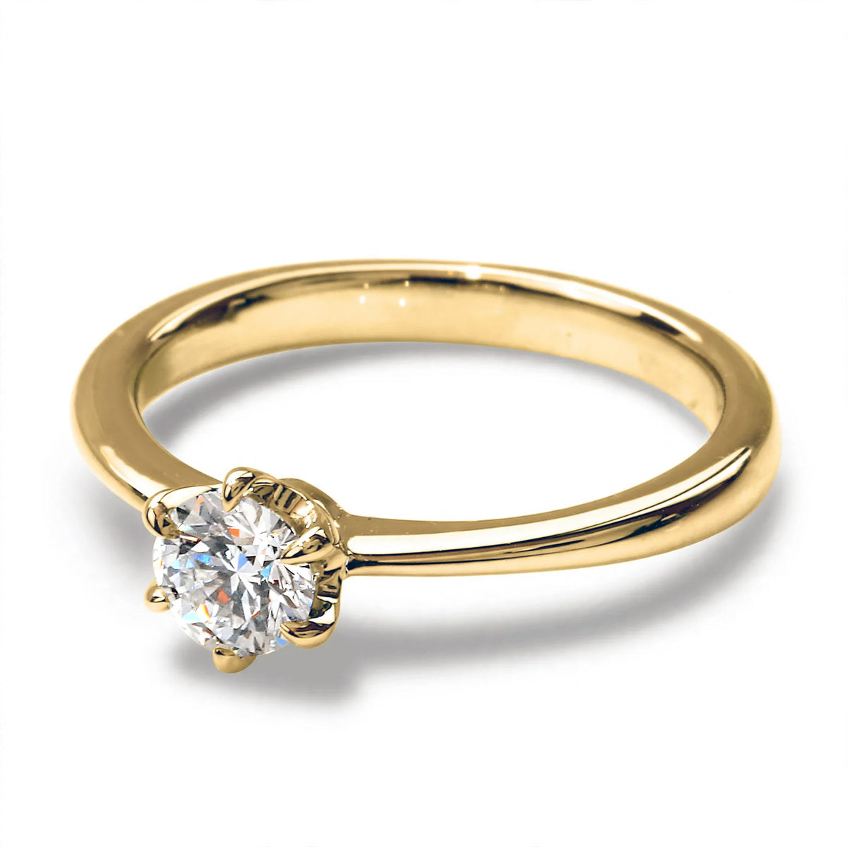 0.3ct Moissanite Six-Prong Solitaire Ring | SV925, Platinum/18K Gold Finish