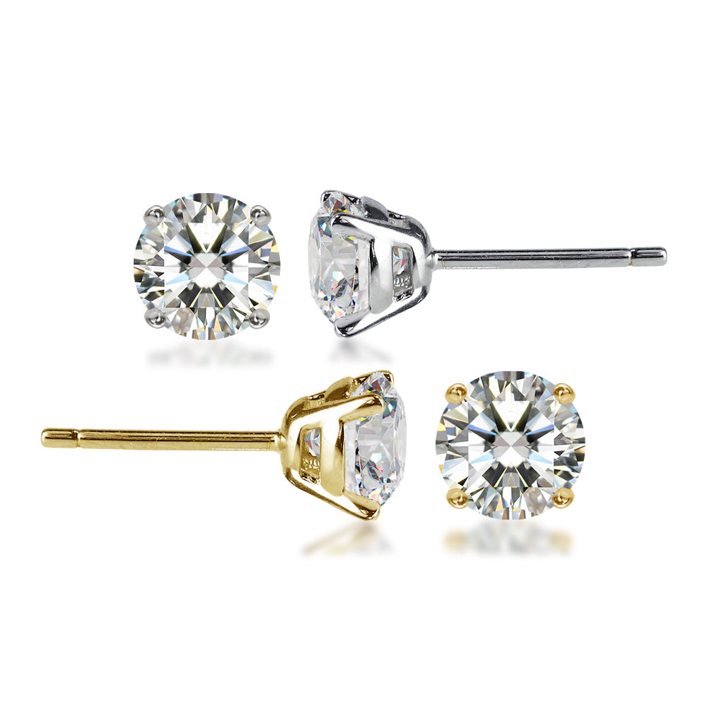 SV925 4本爪 CZスタッドピアス｜片耳ダイヤ換算0.3ct・0.5ct・1ct相当